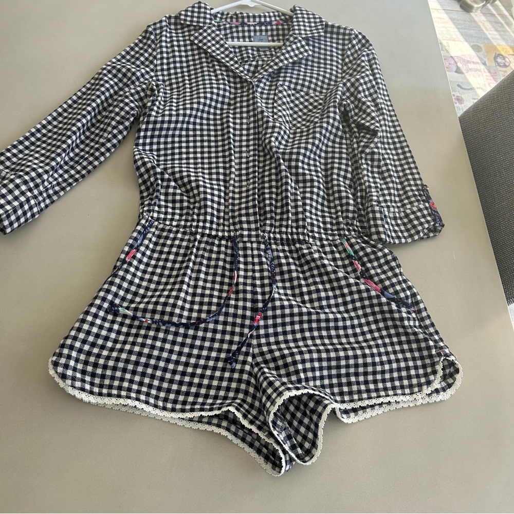 Jane and Bleeker Navy and White Gingham Romper Size M - Picture 6 of 9